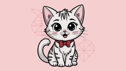Anime-Style Kawaii Cat Cartoon - Playful and Adorable Generative AI