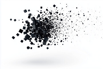 Geometric abstract white background with black cubes.