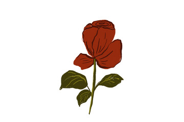 Red rose hand painted digital art quirky style for download 