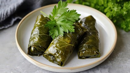 Stuffed Grape Leaves with Fresh Herbs and Spices