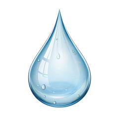 A Pristine, Transparent Water Droplet Isolated on White