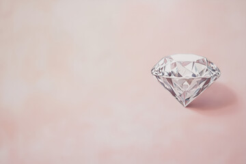 Diamond on pink background, copy space