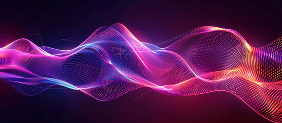 Abstract background with waves for banner. Web banner size. Vector background with lines. Element for design isolated on black. Colorful gradient...