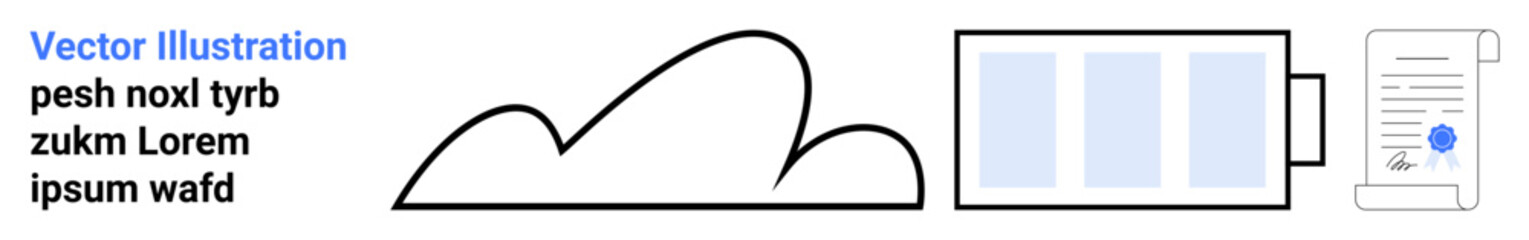 Cloud icon with data storage folders and secured digital document, symbolizing technology, data protection, file management. Ideal for technology, security, data storage, cloud services, workplace