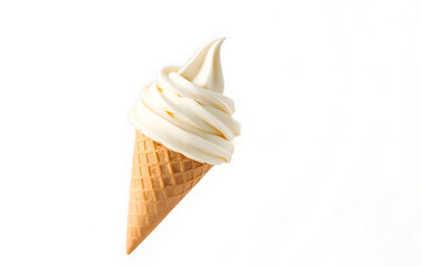 Vanilla ice cream in a crisp delicious cone, perfect for summer themes, food blogs, dessert menus, and social media posts