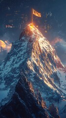 Dramatic summit glowing with fiery sunrise high resolution picture