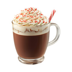 Peppermint Mocha Hot Chocolate Isolated on Transparent Background