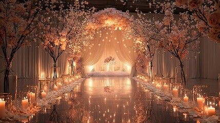 Dream wedding stage with soft white florals high resolution picture