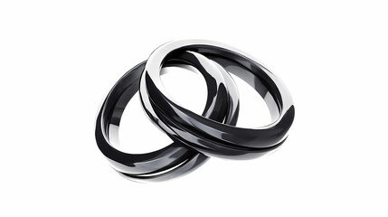 Naklejka premium Two interlocking rings formed from curves and lines, symbolizing unity and partnership, with a bold modern design on a clean white background. Binding Sigils. Illustration
