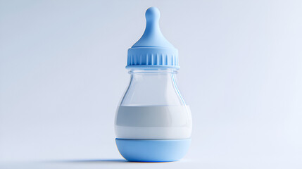 Fototapeta premium Baby Bottle Milk Feeding Time Soft Blue Hues Gentle Care