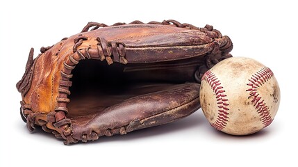 Step Back in Time with a Classic 1950s Baseball Glove and Ball Celebrating the Golden Era of America's Favorite Pastime and Iconic Sports Memorabilia