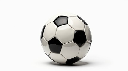 Fototapeta premium A detailed view of a soccer ball on a bright white background,