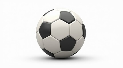 A detailed view of a soccer ball on a bright white background,