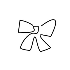 bow - flat drawing with one continuous line. drawing isolate art. holiday icon