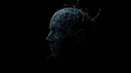 Fototapeta premium Wireframe Human Head with Neural Network Connections in a Futuristic Style