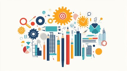 Obraz premium Abstract business concept, diverse elements, teamwork, growth