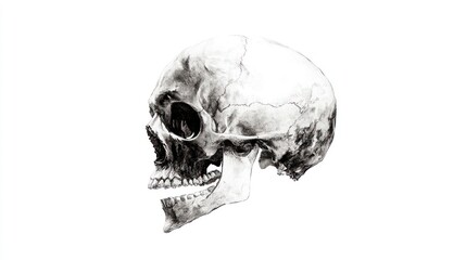 Obraz premium Detailed Graphite Skull Drawing: A Monochrome Masterpiece