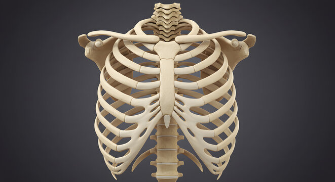 3D Render Human Rib Cage Skeleton Anatomy