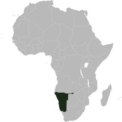 Detailed national location map of NAMIBIA within the great continent of Africa