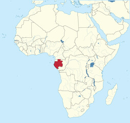 Detailed national location map of GABON within the great continent of Africa