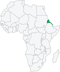 Detailed national location map of ERITREA within the great continent of Africa