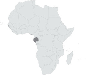 Detailed national location map of GABON within the great continent of Africa