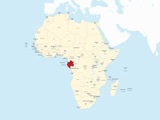 Obraz premium Detailed national location map of GABON within the great continent of Africa