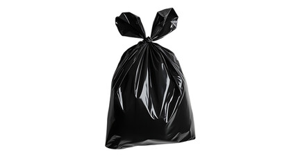 Black plastic pet waste bag, isolated on white. Responsible disposal solution for dog owners. Hygiene and cleanliness concept for pet care.