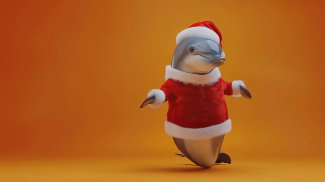Dancing Dolphin in Christmas Outfit Animation