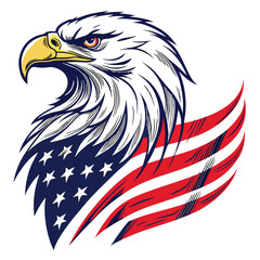 Patriotic Bald Eagle Illustrations &ndash; Majestic American Symbol with USA Flag Elements, Flying and Perched Poses, Perfect for Independence Day and Wildlife Designs.