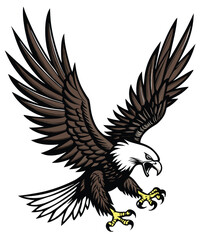 Patriotic Bald Eagle Illustrations – Majestic American Symbol with USA Flag Elements, Flying and Perched Poses, Perfect for Independence Day and Wildlife Designs.