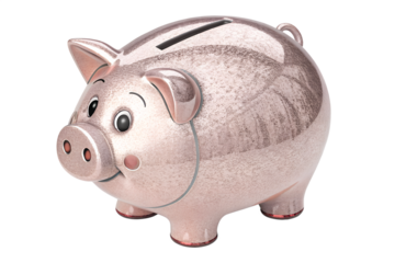 Decorative piggy bank with a shiny finish for saving coins