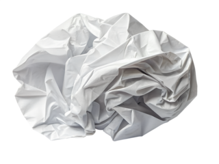 Crumpled white fabric on a transparent background for design use