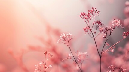 Naklejka premium A delicate arrangement of blossoms softly illuminated by warm light, creating a serene and dreamy atmosphere ideal for relaxation and contemplation.