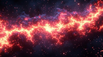 Fototapeta premium Cosmic Nebula with Fiery Filaments
