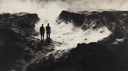 Eroding landscapes a captivating journey through a vast muted void nature's unending transformation dramatic viewpoint. Eternal Void. Illustration