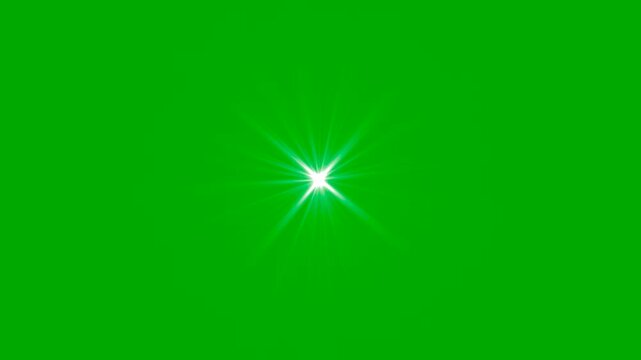 Shining white light, Twinkle stars light on green screen background. Stars twinkle like flash rays