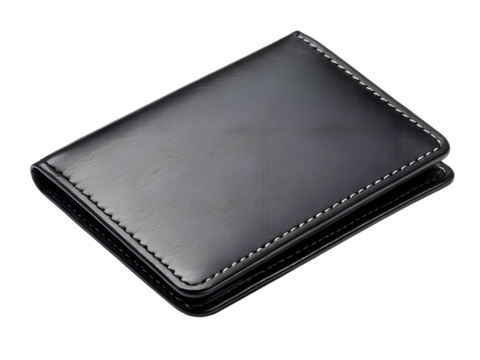 Sleek black wallet with a minimalist design and elegant stitching