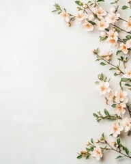 Delicate white flowers arranged artistically on a light background, creating a serene and elegant ambiance.