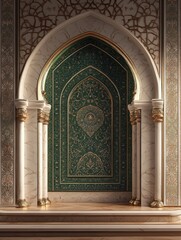 Ornate Archway with Intricate Gold and Green Details Interior Design