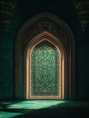 Obraz premium Ornate Islamic Archway with Intricate Details and Soft Lighting Creates Serenity