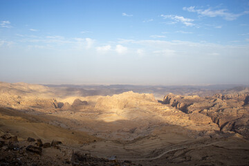 The mountains in the Wadi Rum desert are red, where many films were shot such as the Martian, Transformers, the desert where there is nothing, the drought. ecology , dust and red sand