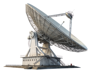 Large satellite dish on a transparent background during daytime