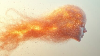 Fototapeta premium Abstract Human Form Disintegrating into Particles