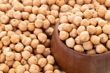 High quality raw chickpeas in bowl - Cicer arietinum.