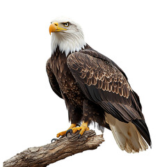 Obraz premium Bald Eagle Perched on Branch with Sharp Talons Isolated on Transparent Background