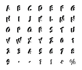 Isometric alphabet and neumber icon set , vector illustrator