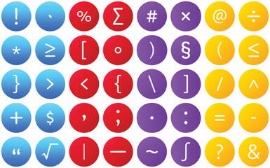 Special Characters Gradient Circle icon set, vector illustrator