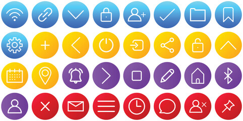 UI Gradient Circle icon set, vector illustrator
