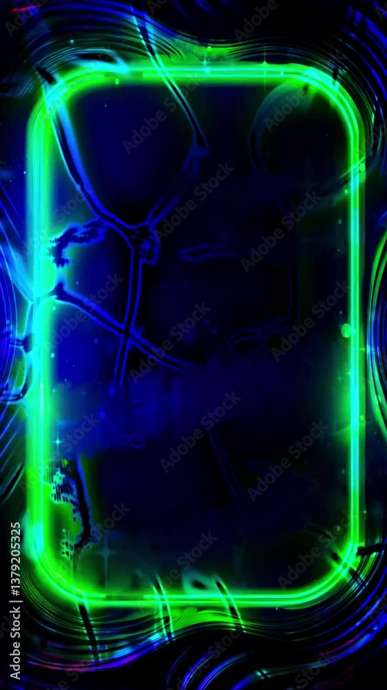 Aufkleber abstract neon green frame, template with copy space for smartphone vertical video